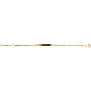 Bracelet Identité Or 750 Maille Forçat Miroir 2mm Plaque 3.5*22mm 12 à 14cm