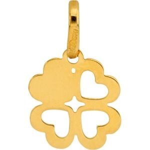 Pendentif Or 375 Trèfle Cœurs Rhodié 9*13mm Avec Bélière