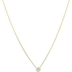 Collier Or 375 Cœur Zirconium 5.5mm Chaîne Forçat Diamanté 0.8mm 42 à 45cm
