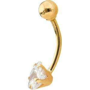 Piercing Nombril Or 375 19mm Tige 1.1mm Boule 4mm Fleur Zirconium 6mm 5Griffes