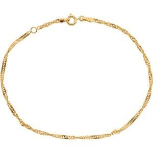 Chaîne Cheville Plaqué Or Maille Singapour 2.2mm 23 à 25cm