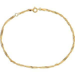 Chaîne Cheville Plaqué Or Maille Singapour 2.2mm 23 à 25cm