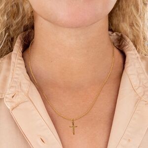 Croix Christ Plaqué Or 14*27mm Avec Bélière