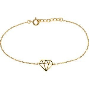 Bracelet Plaqué Or Forme Diamant 13*10mm Chaîne 1.3mm 17 à 19cm