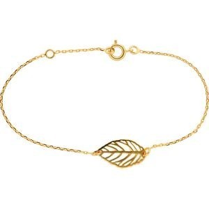 Bracelet Plaqué Or Feuille 10*18mm Chaîne Forçat 1.2mm 16 à 18cm