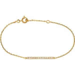 Bracelet Plaqué Or Motif Zirconium 2*26mm Chaîne Forçat  1.3mm 16 à 18cm