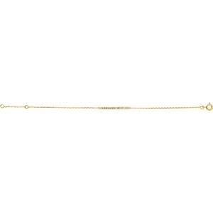 Bracelet Plaqué Or Motif Zirconium 2*26mm Chaîne Forçat  1.3mm 16 à 18cm