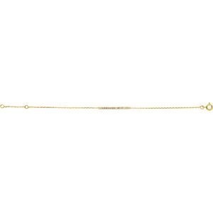 Bracelet Plaqué Or Motif Zirconium 2*26mm Chaîne Forçat  1.3mm 16 à 18cm