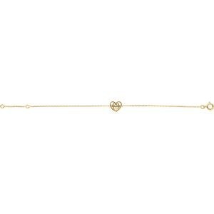 Bracelet Plaqué Or Cœur Fantaisie Zirconium 8.7*10mm Chaîne Forçat 1.2mm 16 à 18cm