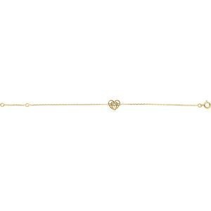 Bracelet Plaqué Or Cœur Fantaisie Zirconium 8.7*10mm Chaîne Forçat 1.2mm 16 à 18cm