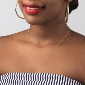 Collier Chaîne Plaqué Or Maille Forçat Diamanté 1.1mm 45cm