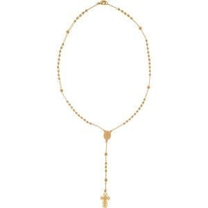 Collier Chapelet Plaqué Or Chaîne 1.5mm Médaille Croix Boules Pendant 100mm 45 cm