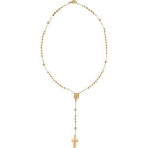 Collier Chapelet Plaqué Or Chaîne 1.5mm Médaille Croix Boules Pendant 100mm 45 cm