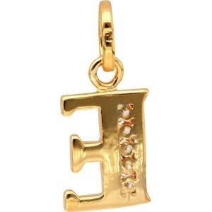 Pendentif Plaqué Or Lettre E  Zirconium 10*22cm Avec Bélière