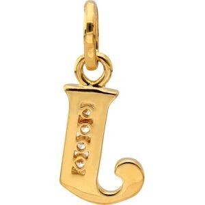Pendentif Plaqué Or Lettre J  Zirconium 10*23cm Avec Bélière
