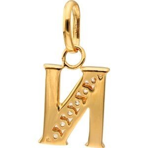 Pendentif Plaqué Or Lettre N Zirconium 10*22mm Avec Bélière