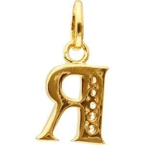 Pendentif Plaqué Or Lettre R Zirconium 11*22mm Avec Bélière