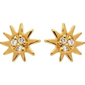 Boucles D'oreilles Plaqué Or Soleil Zirconium 8mm