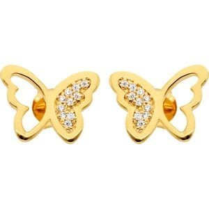 Boucles D'oreilles Plaqué Or  Papillon Zirconium 10*13mm