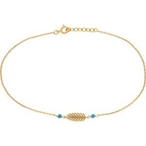Chaîne Cheville PlaquéOr Feuille7*15mm Email Turquoise 2mm Chaîne1.3mm 25 à 27cm