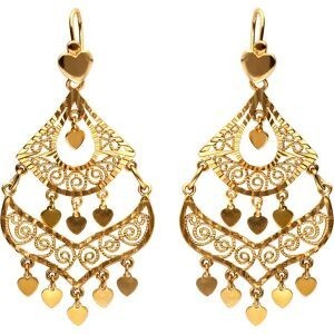 Boucles D'oreilles Plaqué Or Savoyardes Diamantés 31mm Pendant 70mm