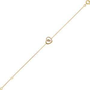 Bracelet Plaqué Or Cœur Zirconium 11*10mm Chaîne Forçat 1.2mm 16 à 18cm