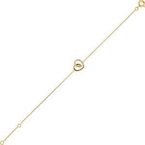 Bracelet Plaqué Or Cœur Zirconium 11*10mm Chaîne Forçat 1.2mm 16 à 18cm
