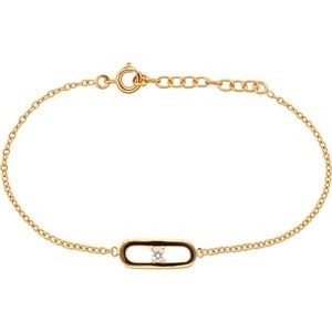 Bracelet Plaqué Or Motif 6*12mm Zirconium 3mm Chaîne Forçat 1.6mm 16 à 19cm