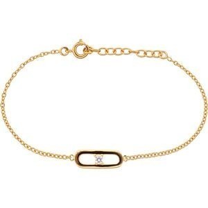 Bracelet Plaqué Or Motif 6*12mm Zirconium 3mm Chaîne Forçat 1.6mm 16 à 19cm