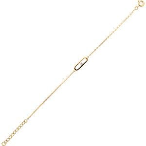 Bracelet Plaqué Or Motif 6*12mm Zirconium 3mm Chaîne Forçat 1.6mm 16 à 19cm