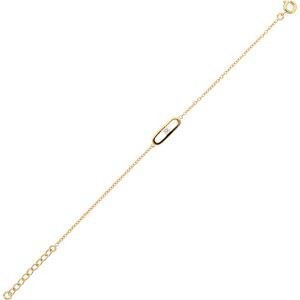Bracelet Plaqué Or Motif 6*12mm Zirconium 3mm Chaîne Forçat 1.6mm 16 à 19cm