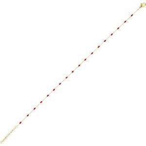 Chaîne Cheville Acier Jaune Olives Email Rouge 2mm Chaîne 1.2mm 25 à 28cm