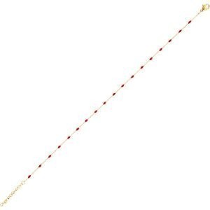 Chaîne Cheville Acier Jaune Olives Email Rouge 2mm Chaîne 1.2mm 25 à 28cm