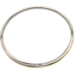Jonc Acier Bicolore 65mm Motif 12.5mm Tube 5mm Avec Fermoir