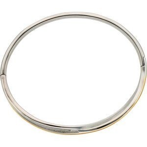 Jonc Acier Bicolore 65mm Motif 12.5mm Tube 5mm Avec Fermoir