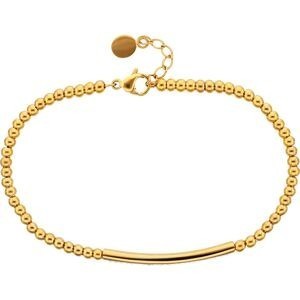 Bracelet Acier Jaune Boules 3mm Motif Cristal 31*3mm 17 à 20cm
