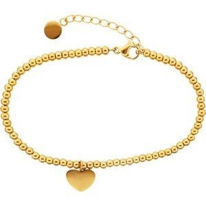 Bracelet Acier Jaune Boules 3mm Breloque Cœur 10*8mm 17 à 20cm