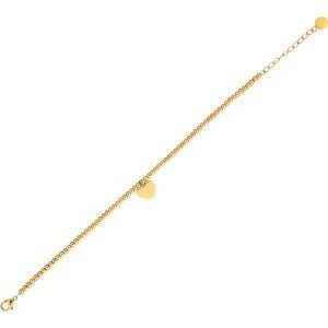 Bracelet Acier Jaune Boules 3mm Breloque Cœur 10*8mm 17 à 20cm