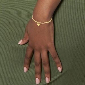 Bracelet Acier Jaune Boules 3mm Breloque Cœur 10*8mm 17 à 20cm