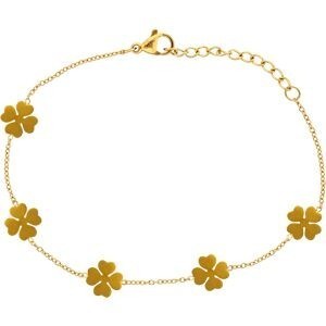 Bracelet Acier Jaune Trèfles  Cœurs 8mm Chaîne 1.2mm 17 à 20cm