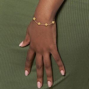 Bracelet Acier Jaune Trèfles  Cœurs 8mm Chaîne 1.2mm 17 à 20cm