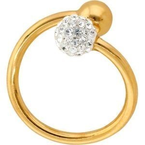 Bague Acier Jaune Boule 6mm Boule Cristal 7mm Corps 2mm Taille 54