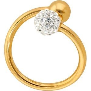 Bague Acier Jaune Boule 6mm Boule Cristal 7mm Corps 2mm Taille 52