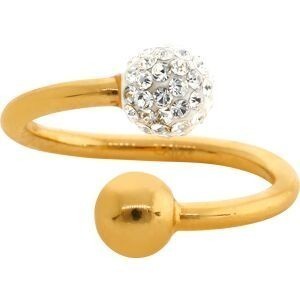 Bague Acier Jaune Boule 6mm Boule Cristal 7mm Corps 2mm Taille 58