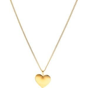 Collier Acier Jaune Cœur 25*29mm Avec Bélière Chaîne Gourmette 2.1mm 45 à 50cm