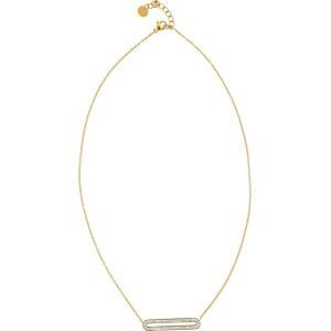 Collier Acier Jaune  Motif Cristal 32*6mm Chaîne 1.5mm 42 à 45cm