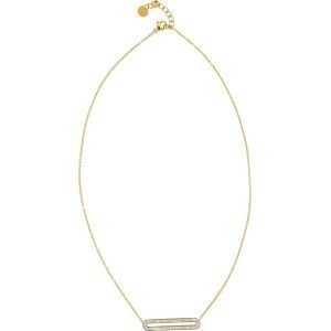 Collier Acier Jaune  Motif Cristal 32*6mm Chaîne 1.5mm 42 à 45cm
