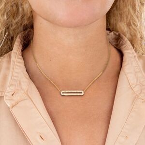 Collier Acier Jaune  Motif Cristal 32*6mm Chaîne 1.5mm 42 à 45cm