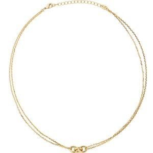 Collier Plaqué Or 2 rangs Motif 3 Anneaux Ovales 7*18mm Chaîne Forçat 2mm 40 à 45cm