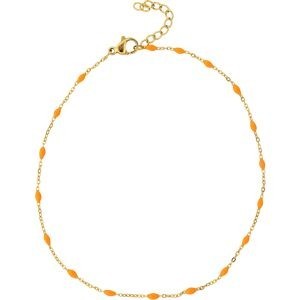 Chaîne Cheville Acier Jaune Olives Email Orange 2mm Chaîne 1.2mm 25 à 28cm